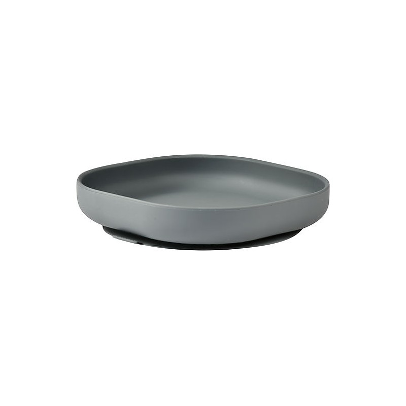 Beaba - Piatto con Ventosa - Silicone - Grigio Minerale