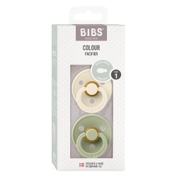 Bibs Color - Set 2 Succhietti -Simmetrici e Naturali 6-18M - Ivory/Sage