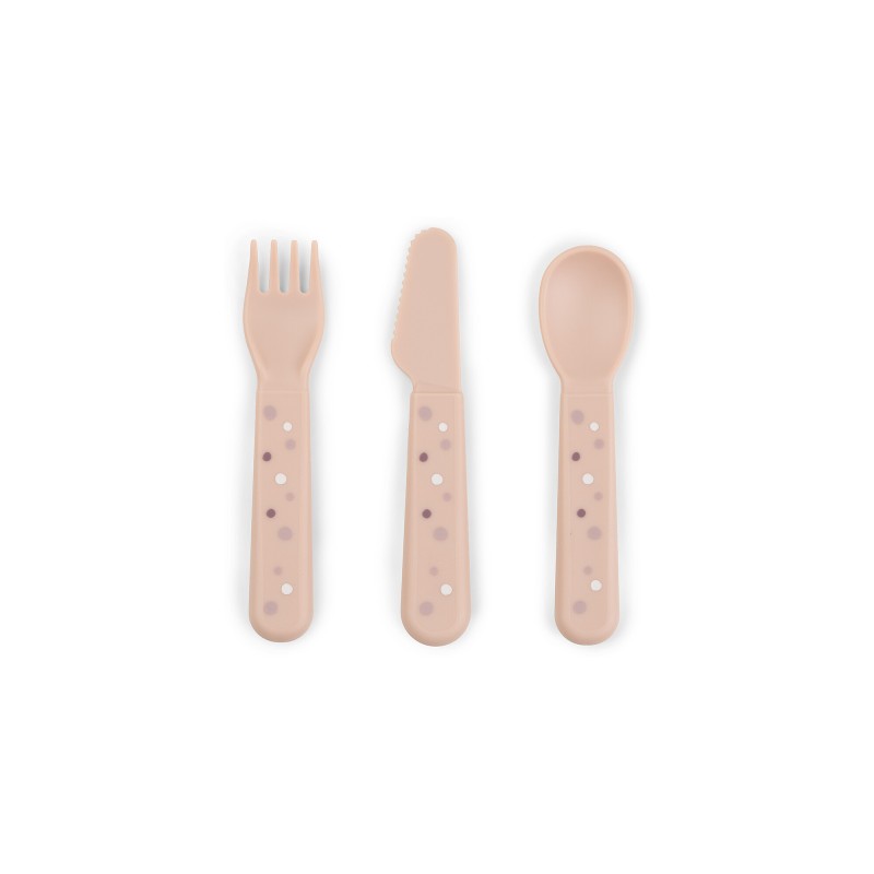 Donebydeer - Set 3  Posate - Happy Dots Cipria - 100% PP Alimentare