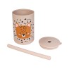 Tryco - Bicchiere con Cannuccia - Lenny il Leopardo - Sabbia - Silicone