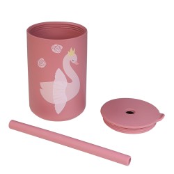 Tryco - Bicchiere con Cannuccia - Ivy il Cigno - Rosa - Silicone