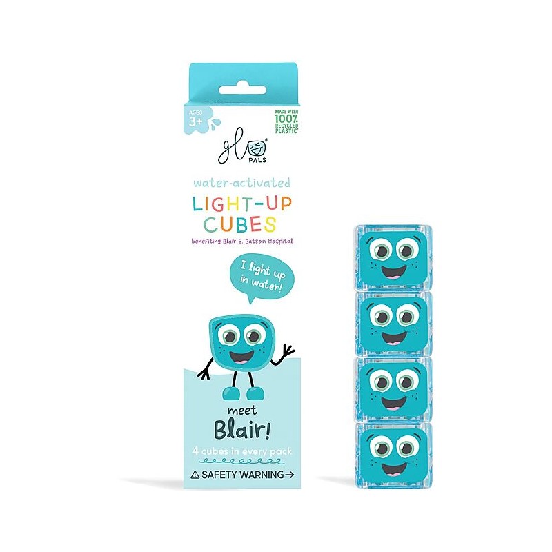 Glo Pals - Cubi luminosi Blair - Azzurro - Set da 4 - Adatto da 3 anni - 100% Plastica Riciclata