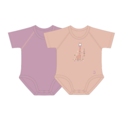 J Body 0-36 mesi - Bio Cotton 4Season - Mezza manica - 2 Pack - Giraffa/Lavanda