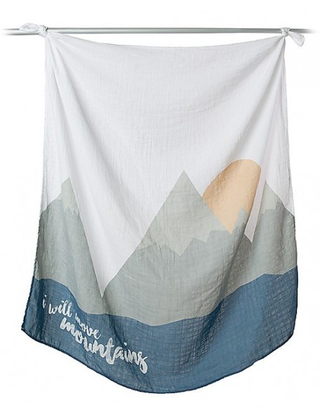 Lulujo Baby  Kit Primo Anno I Will Move Mountains - Copertina Swaddle in Mussola di Cotone + 14 Cards