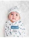 Lulujo Baby - Set Hello World, Cappellino + Swaddle, Triangoli Blu - 120 x 120 cm - Bambù