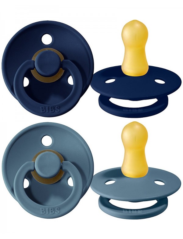 Bibs Colour - Set 2 Succhietti - 6-18M - Blu Scuro/Blu Ghiaccio