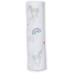 Lulujo Baby  - Copertina Swaddle 120 x 120 cm - Unicorni - 100% cotone