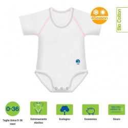 J Body 0-36 mesi - Bio Cotton 4Season - Mezza manica - Dinosauro Rosa